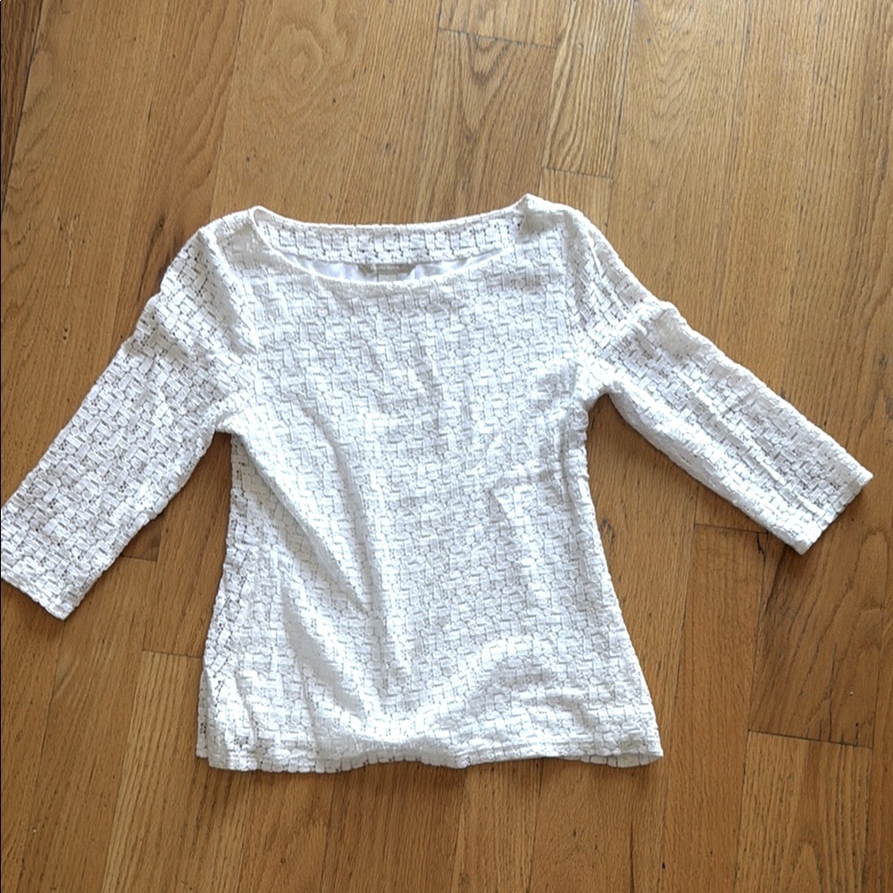 BR White Textured Women's 3/4 top
